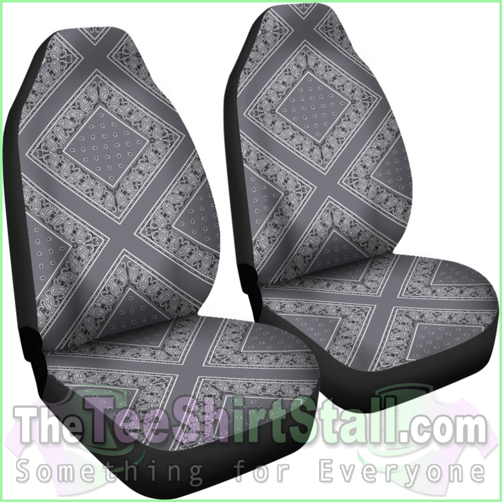 Classic Gray Bandana Car Seat Covers - Diamond
