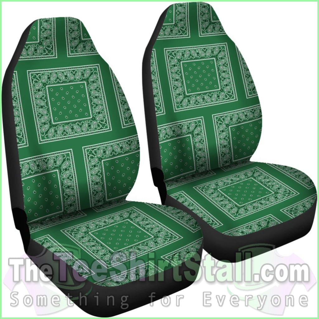 Classic Green Bandana Car Seat Covers - Patch
