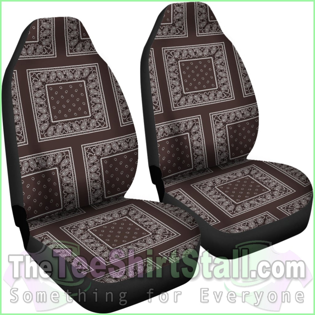 Coffee Brown Bandana Car Seat Covers - Patch