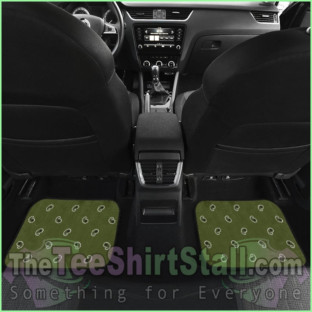 Quad Army Green Bandana Auto Mats - Fancy