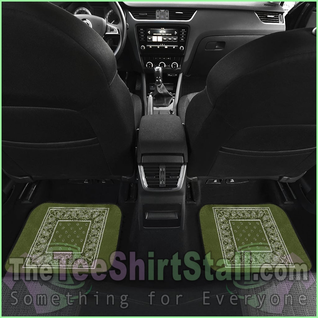 Quad Army Green Bandana Auto Mats - Minimal