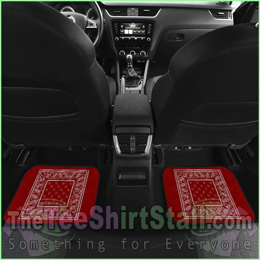 Quad Maroon Bandana Car Floor Mats - Minimal