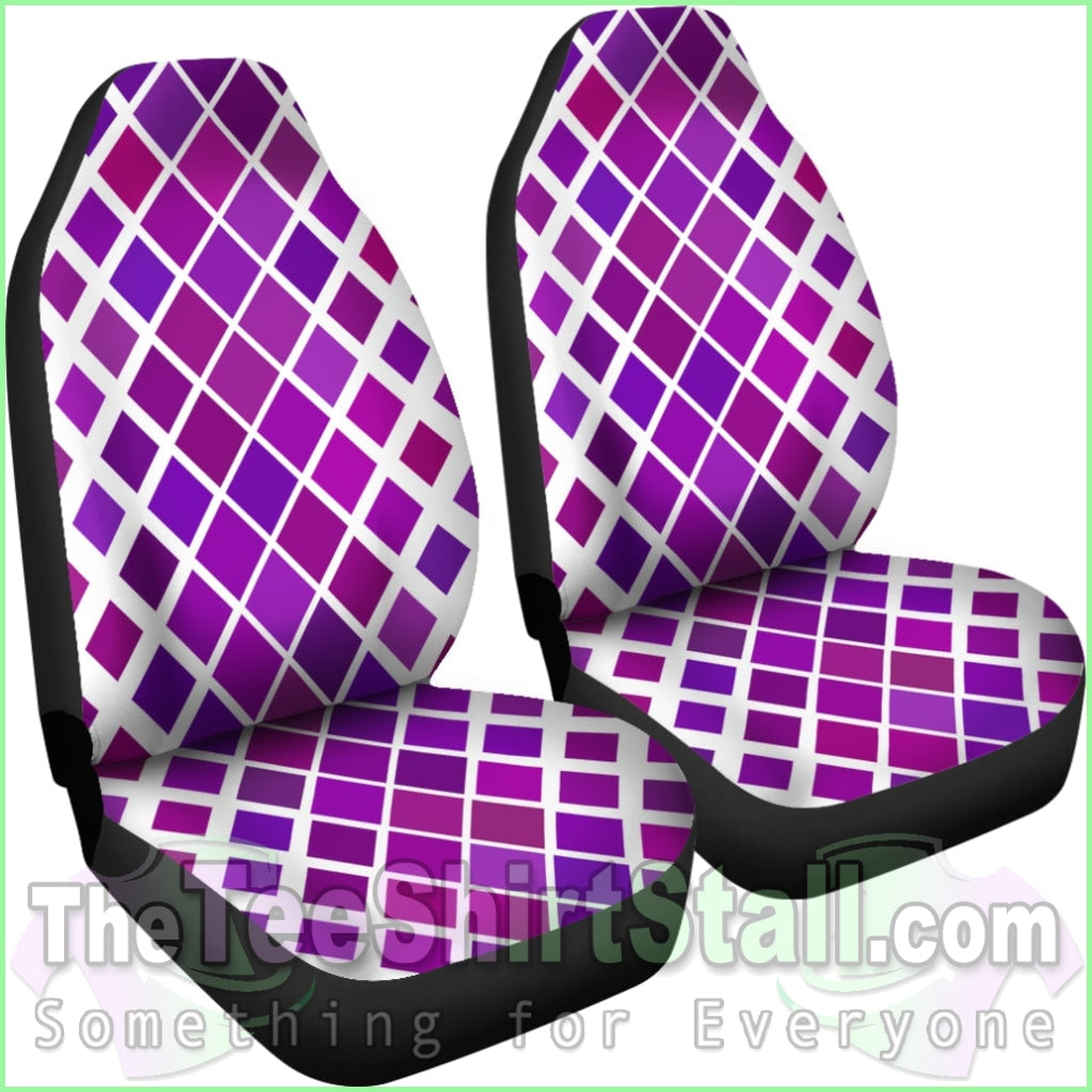 Abstract Purple Diamonds On White Car Seat Cover Set