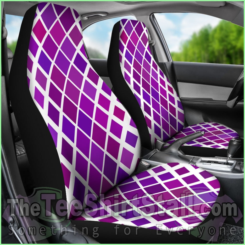 Abstract Purple Diamonds On White Car Seat Cover Set