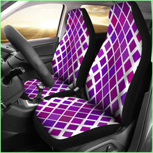 Load image into Gallery viewer, Abstract Purple Diamonds On White Car Seat Cover Set
