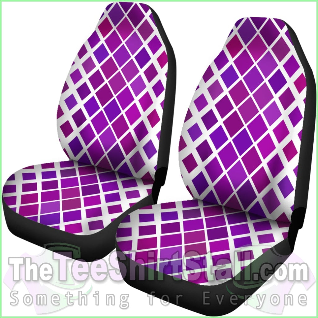 Abstract Purple Diamonds On White Car Seat Cover Set