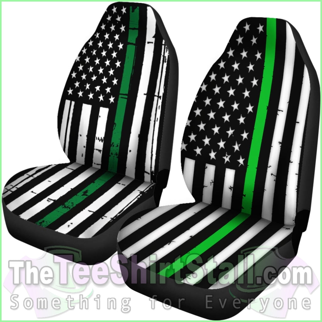 American Flag Green Stripe Car Seat Covers