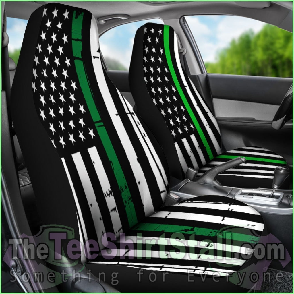 American Flag Green Stripe Car Seat Covers