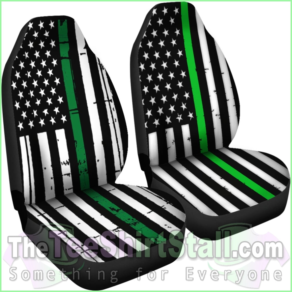 American Flag Green Stripe Car Seat Covers