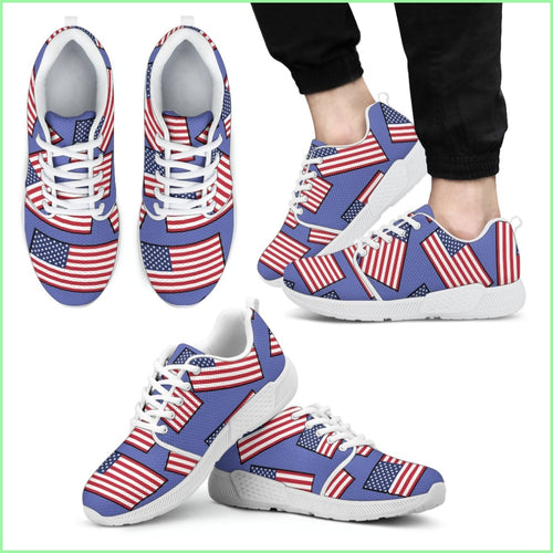 Americas Pride! Flagshoe - Mens Athletic Sneakers (Blue Bg White Lace)