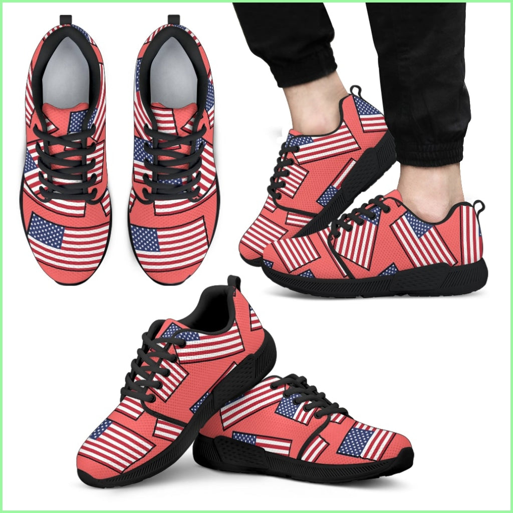 Americas Pride! Flagshoe - Mens Athletic Sneakers (Red Bg)