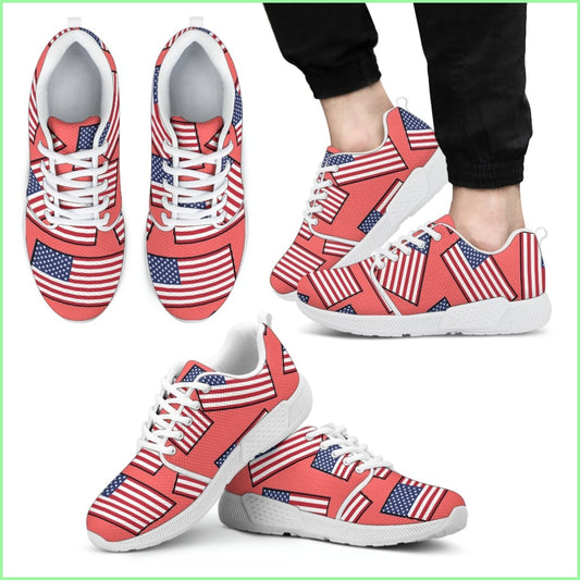 Americas Pride! Flagshoe - Mens Athletic Sneakers (Red Bg White Lace)