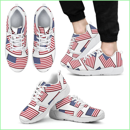 Americas Pride! Flagshoe - Mens Athletic Sneakers (White Lace)