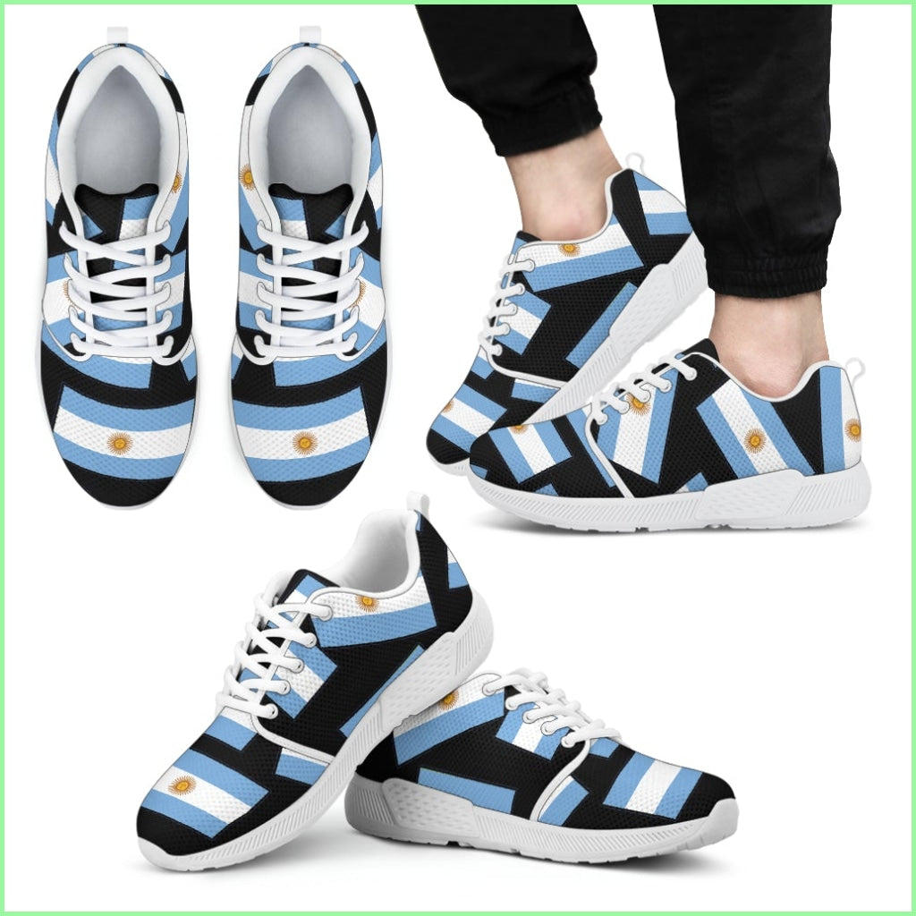 Argentinas Pride! Argentinas Flagshoe - Mens Athletic Sneaker (Black Bg White Lace)