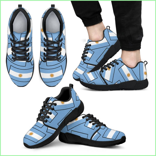 Argentinas Pride! Argentinas Flagshoe - Mens Athletic Sneaker (Light Blue Bg Black Lace)