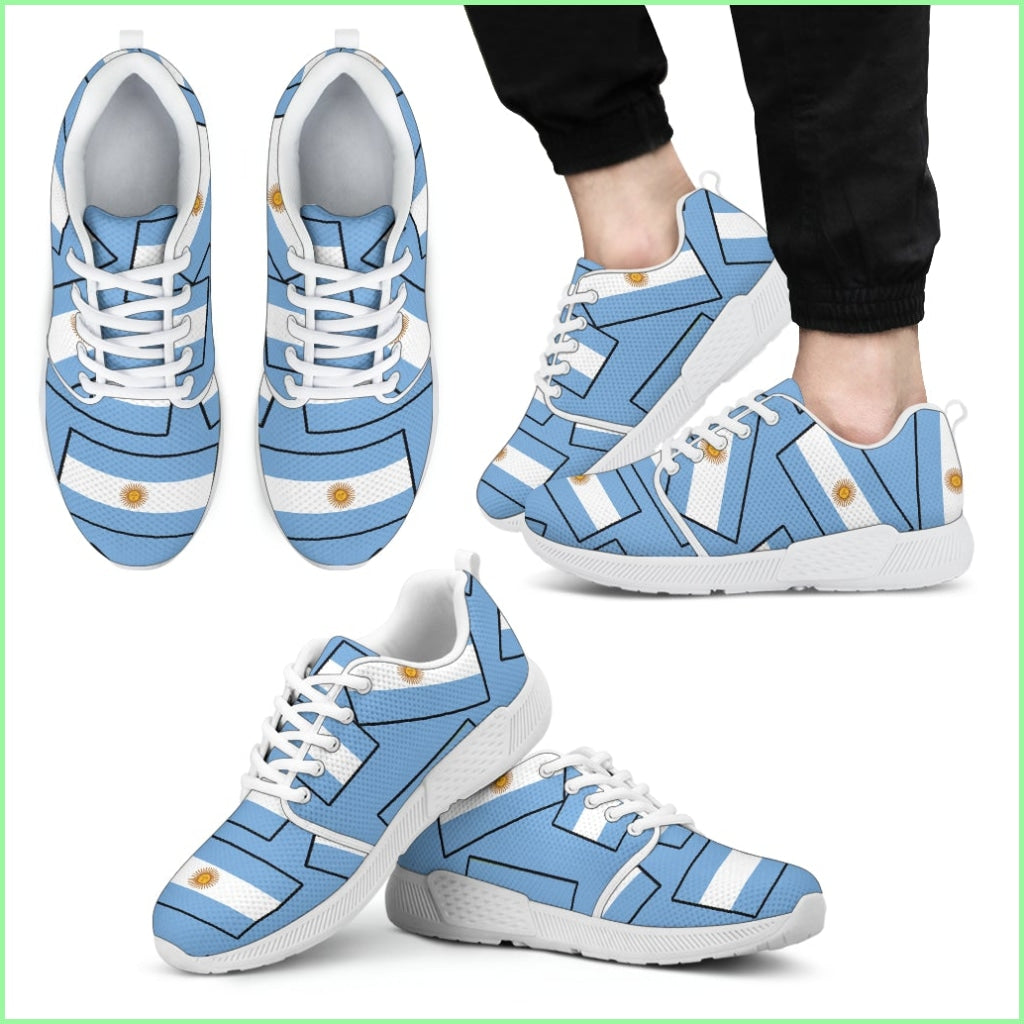 Argentinas Pride! Argentinas Flagshoe - Mens Athletic Sneaker (Light Blue Bg White Lace)