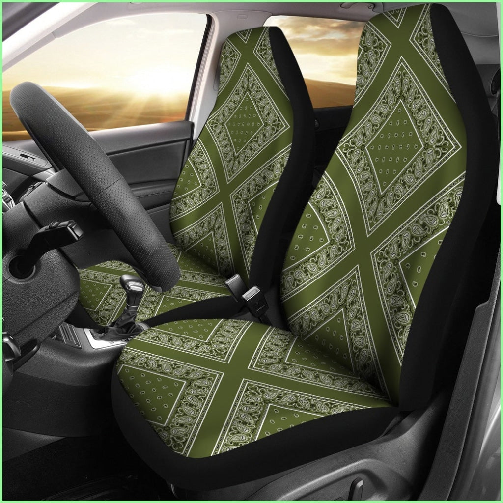 Army Green Bandana Car Seat Covers - Diamond