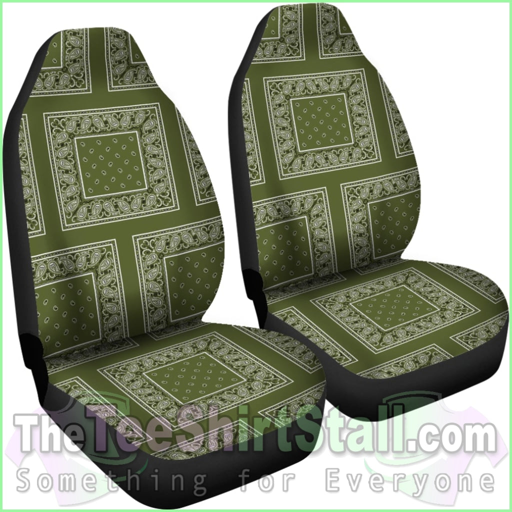 Army Green Bandana Car Seat Covers - Patch