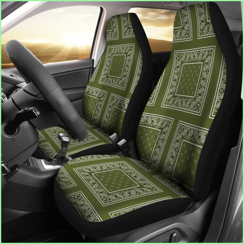 Army Green Bandana Car Seat Covers - Patch