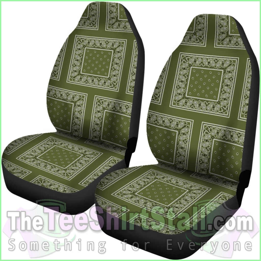 Army Green Bandana Car Seat Covers - Patch