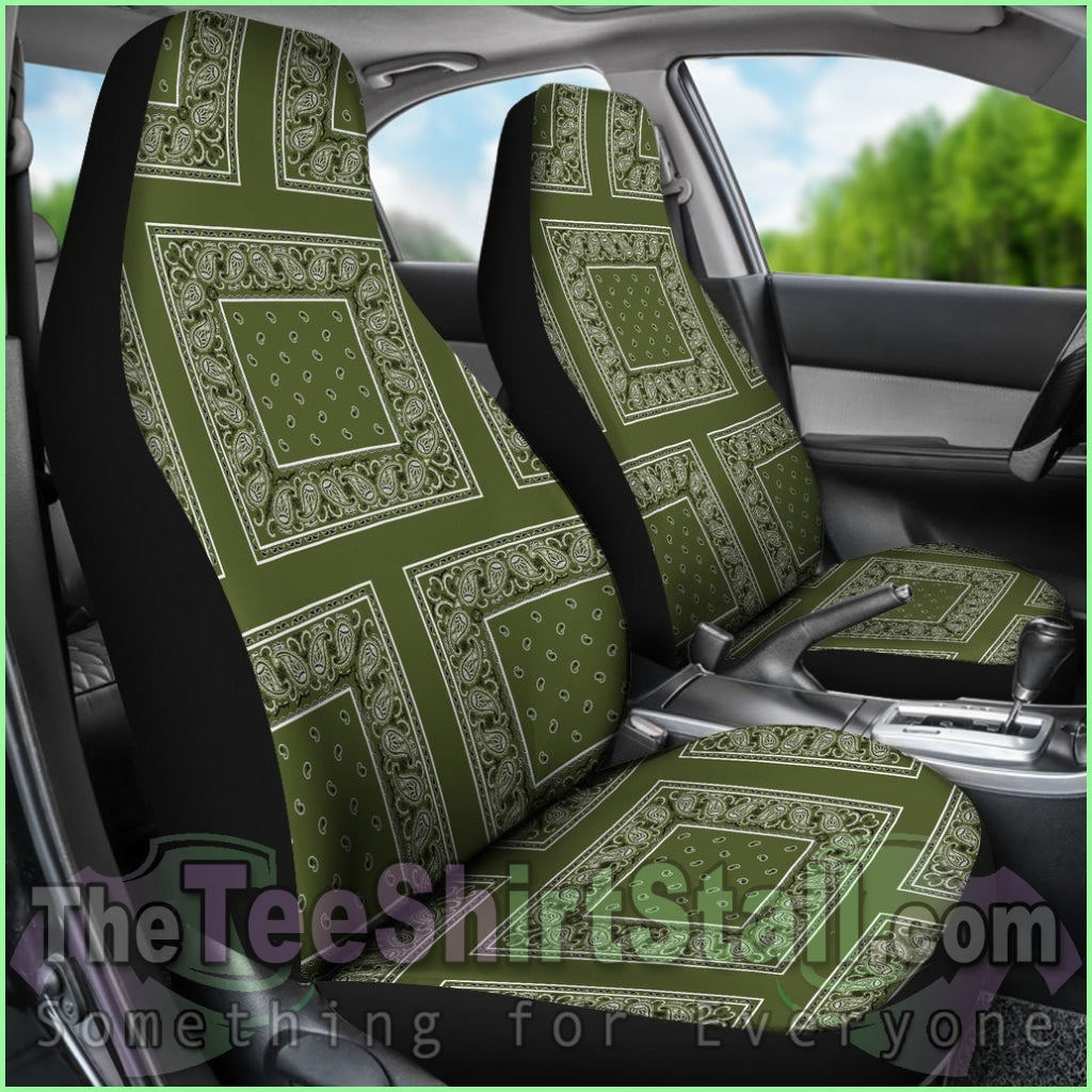 Army Green Bandana Car Seat Covers - Patch