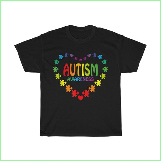 Autism Awareness Heart Tee L / Black T-Shirt