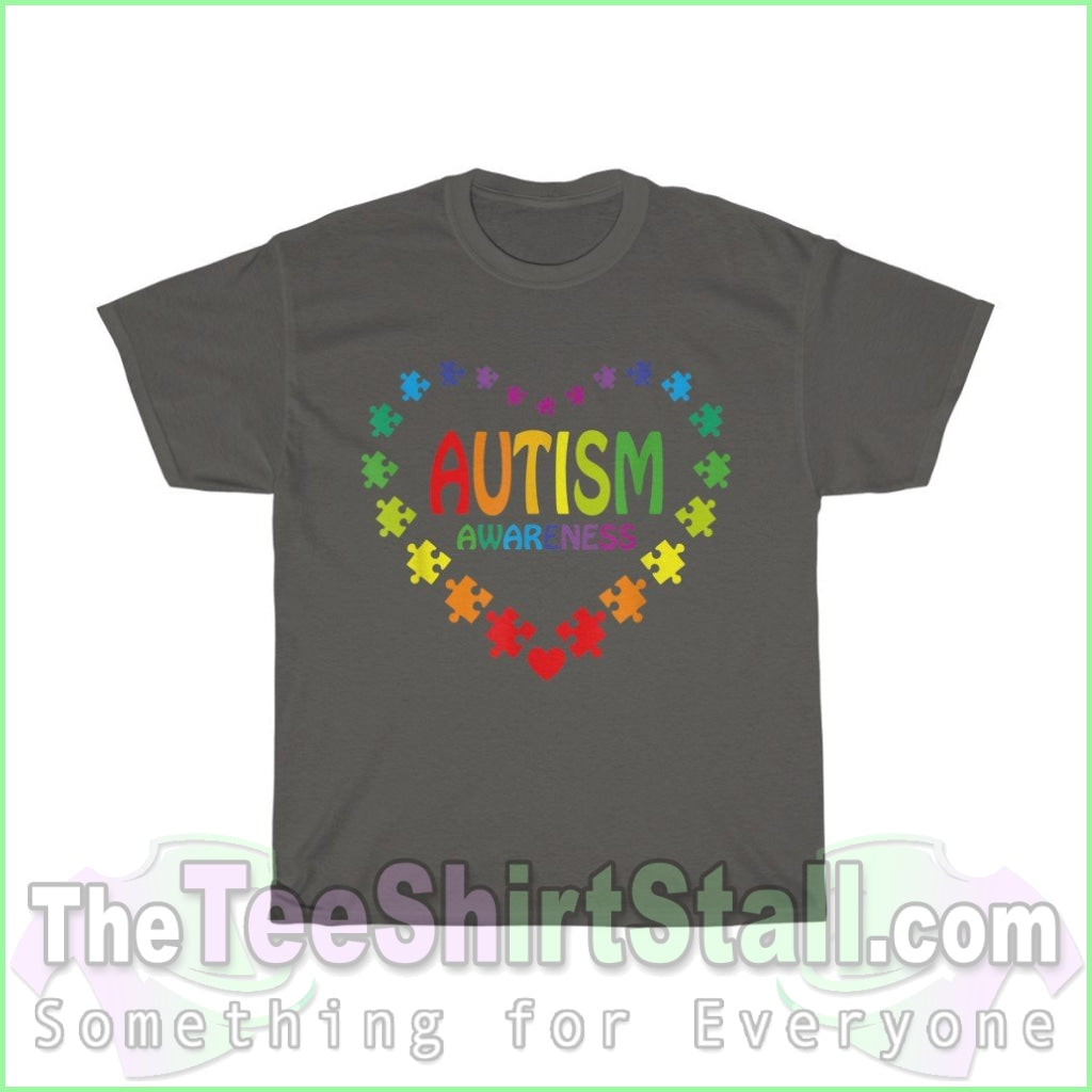 Autism Awareness Heart Tee S / Charcoal T-Shirt