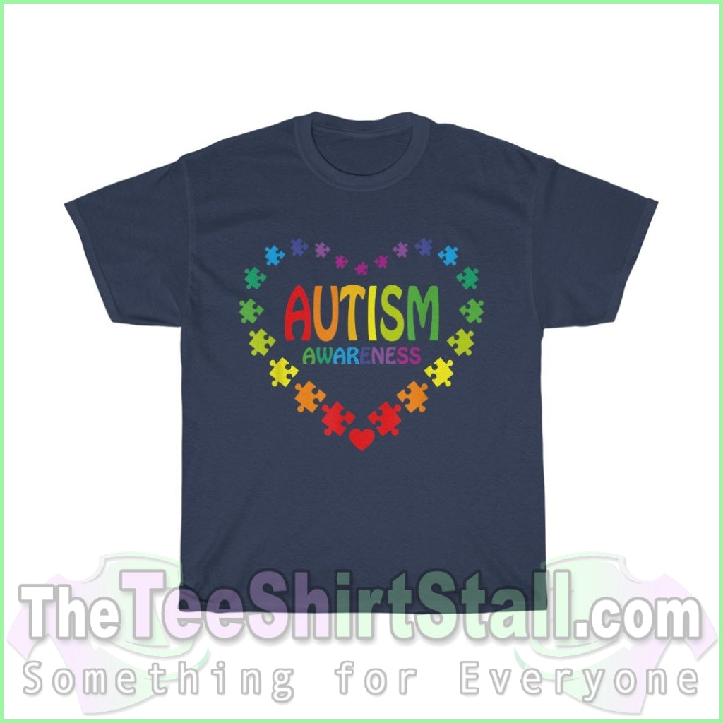 Autism Awareness Heart Tee S / Navy T-Shirt