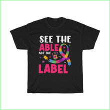 Load image into Gallery viewer, Autism Tee - See The Able Not Label L / Black T-Shirt
