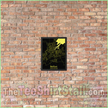 Load image into Gallery viewer, Belfast Ireland/united Kingdom Framed Poster In Black &amp; Yellow 12×16
