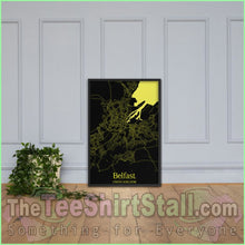 Load image into Gallery viewer, Belfast Ireland/united Kingdom Framed Poster In Black &amp; Yellow
