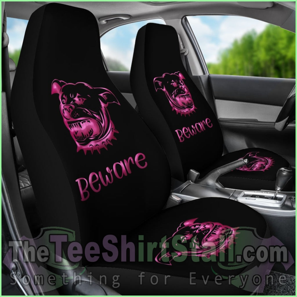 Beware Of Pitbull Car Seat Cover Pink For Lovers Pitbulls