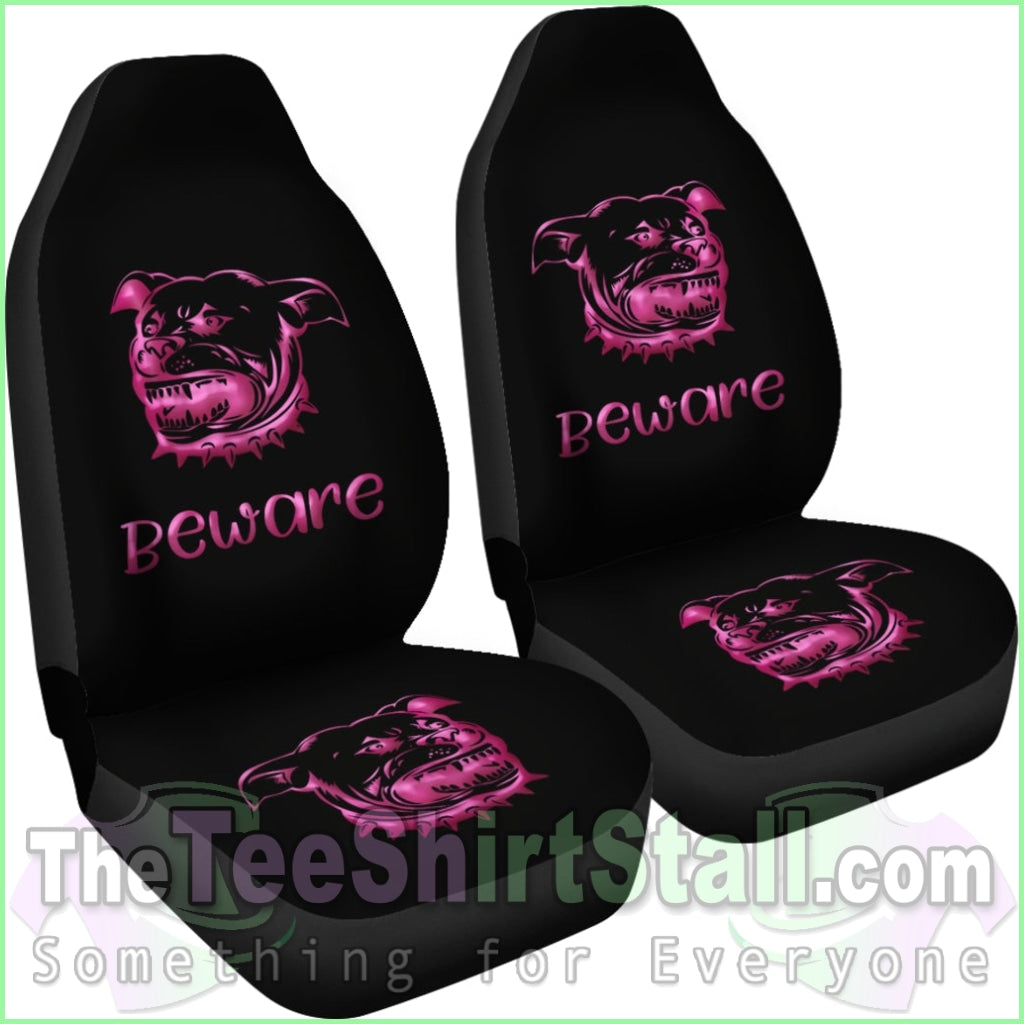 Beware Of Pitbull Car Seat Cover Pink For Lovers Pitbulls