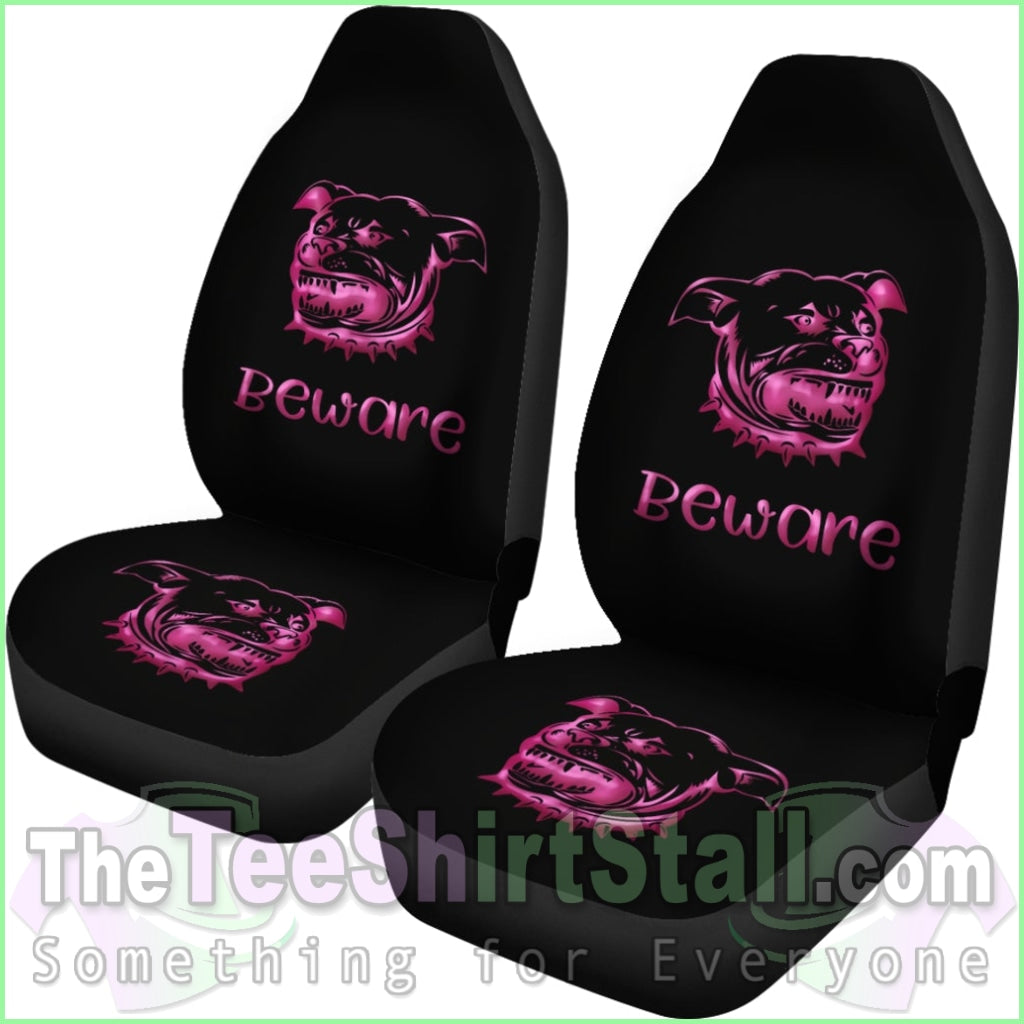 Beware Of Pitbull Car Seat Cover Pink For Lovers Pitbulls