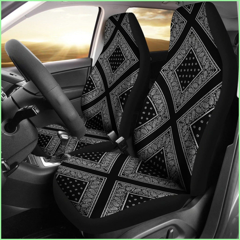 Black Bandana Car Seat Covers - Diamond