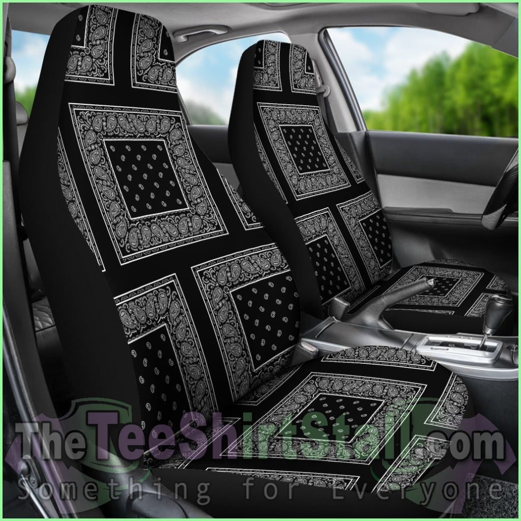 Black Bandana Car Seat Covers - Patch