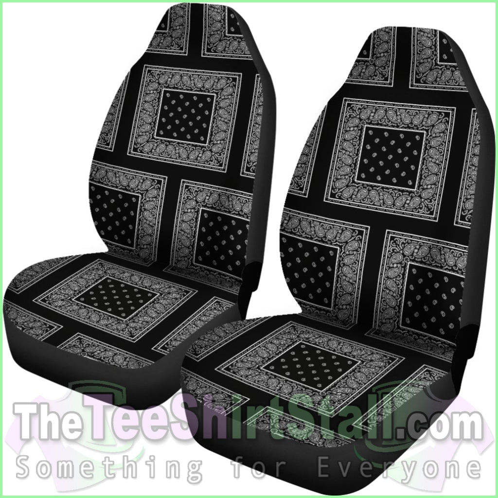 Black Bandana Car Seat Covers - Patch