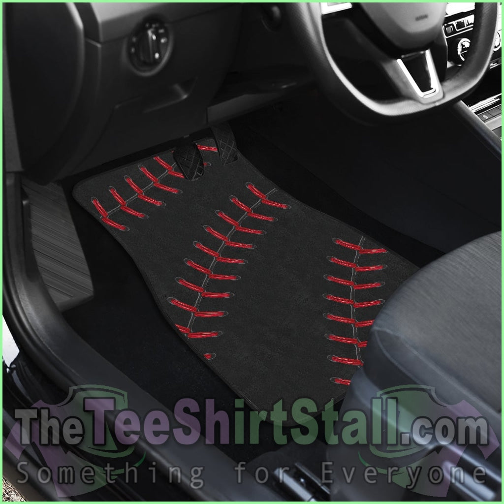 Black Baseball Front And Back Car Mats (Set Of 4)