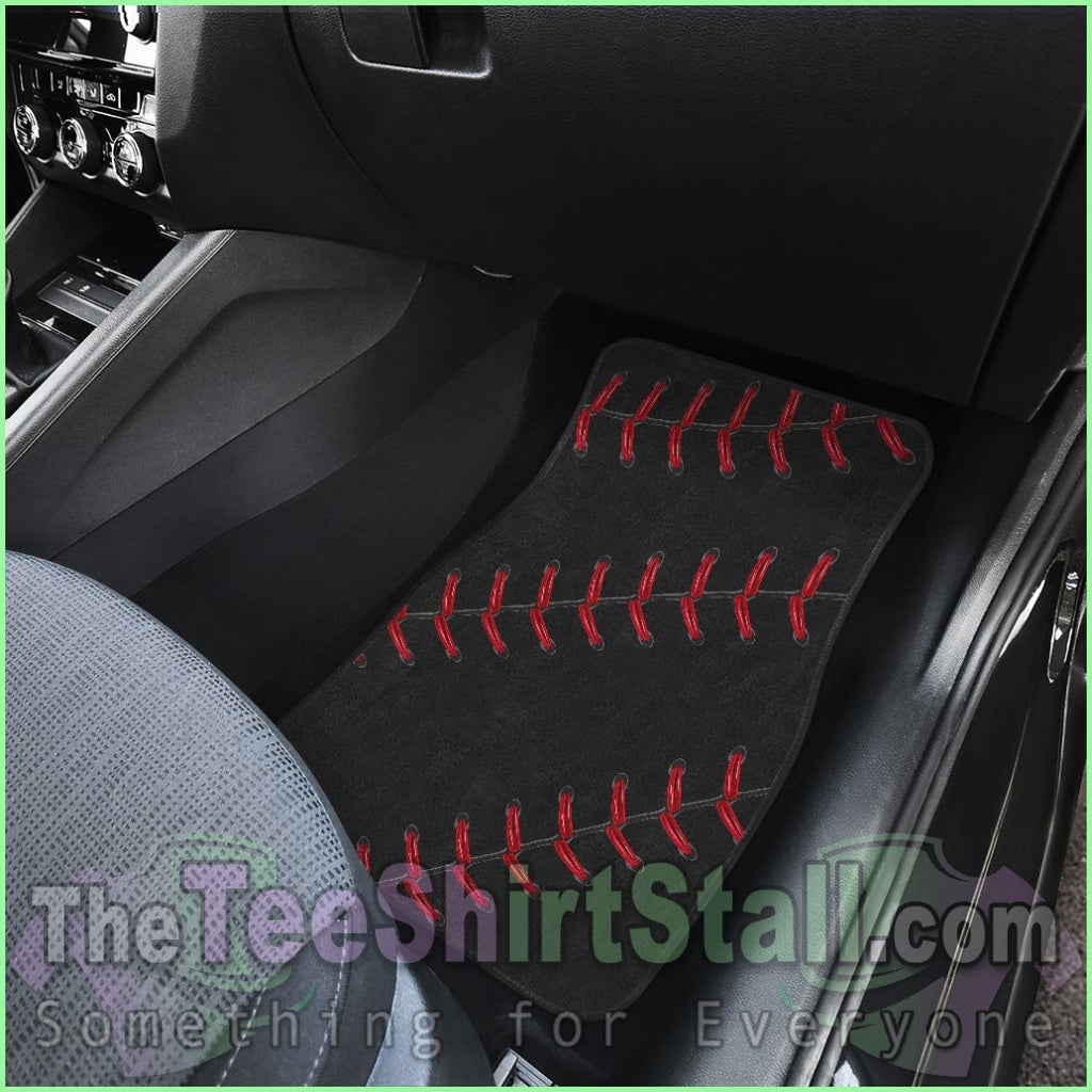 Black Baseball Front And Back Car Mats (Set Of 4)