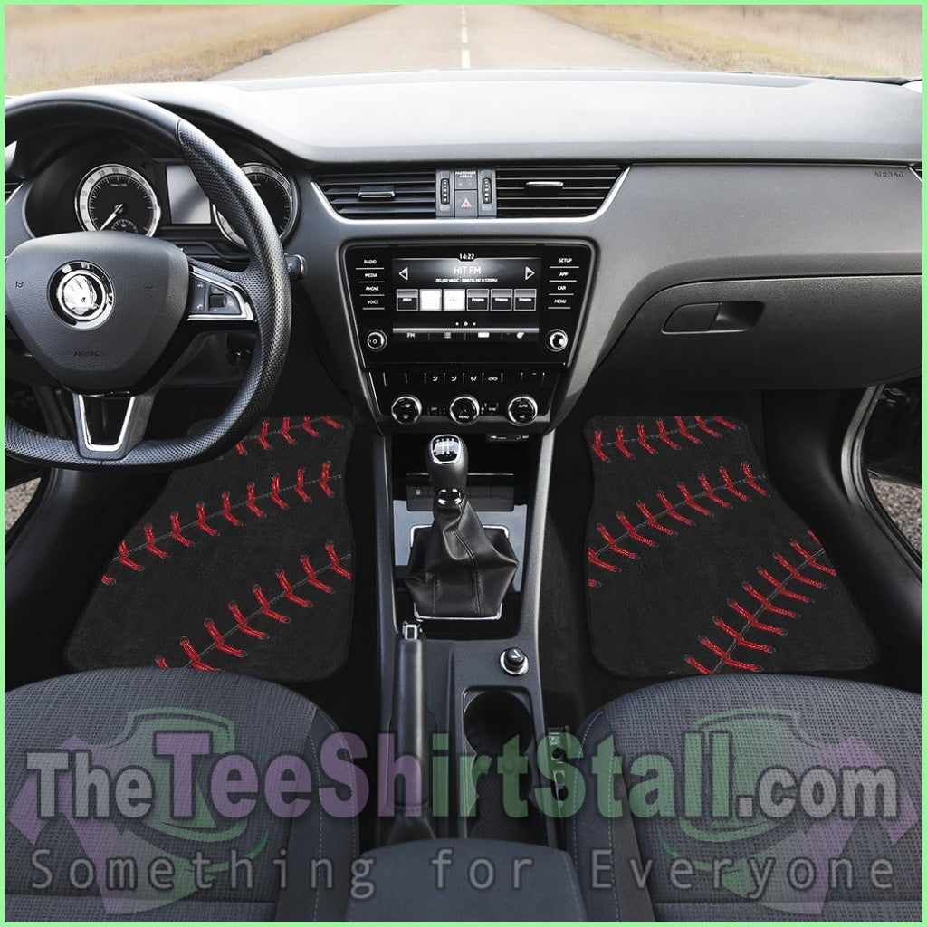 Black Baseball Front And Back Car Mats (Set Of 4)