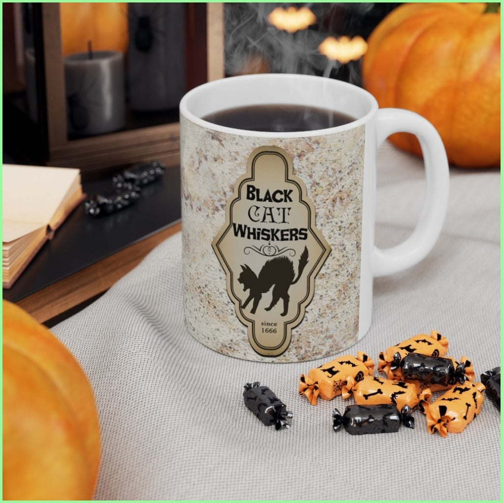 Black Cat Whiskers Ceramic Mug 11Oz