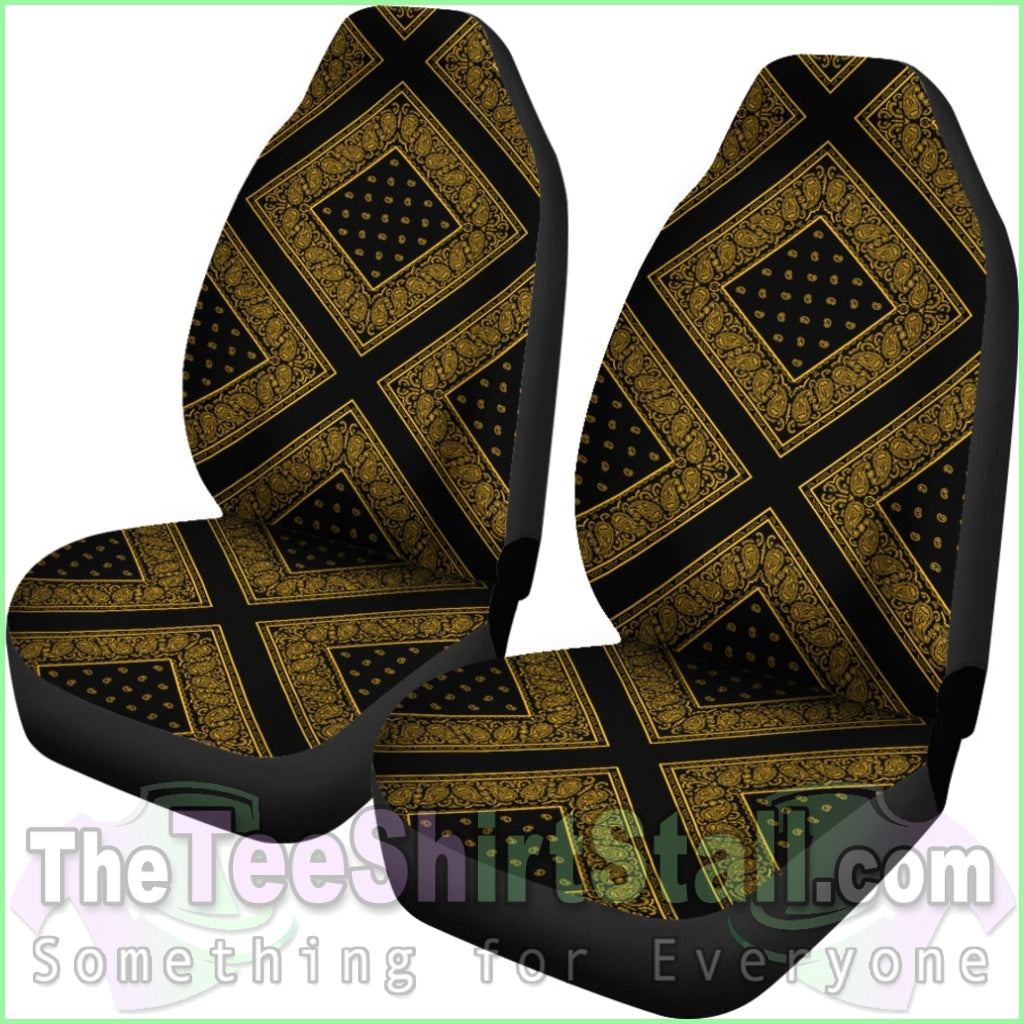 Black Gold Bandana Car Seat Covers - Diamond