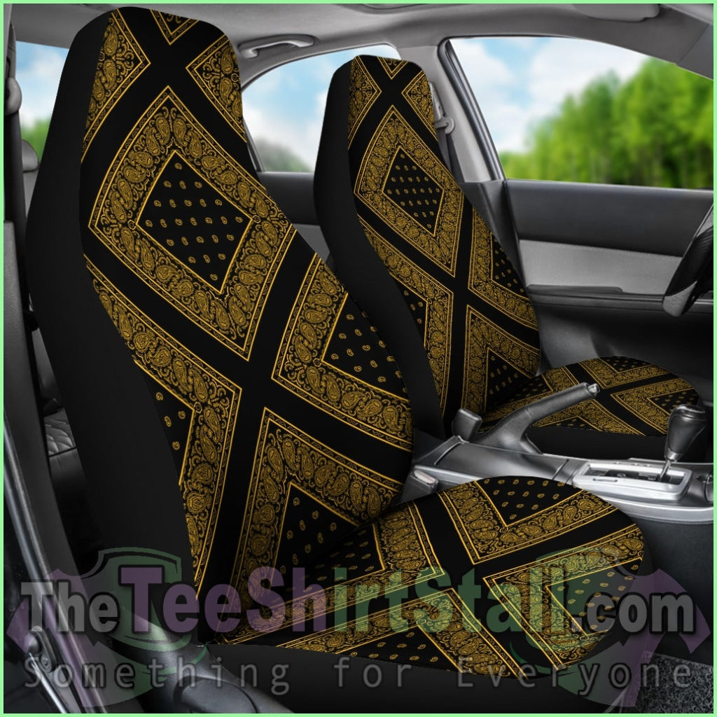 Black Gold Bandana Car Seat Covers - Diamond