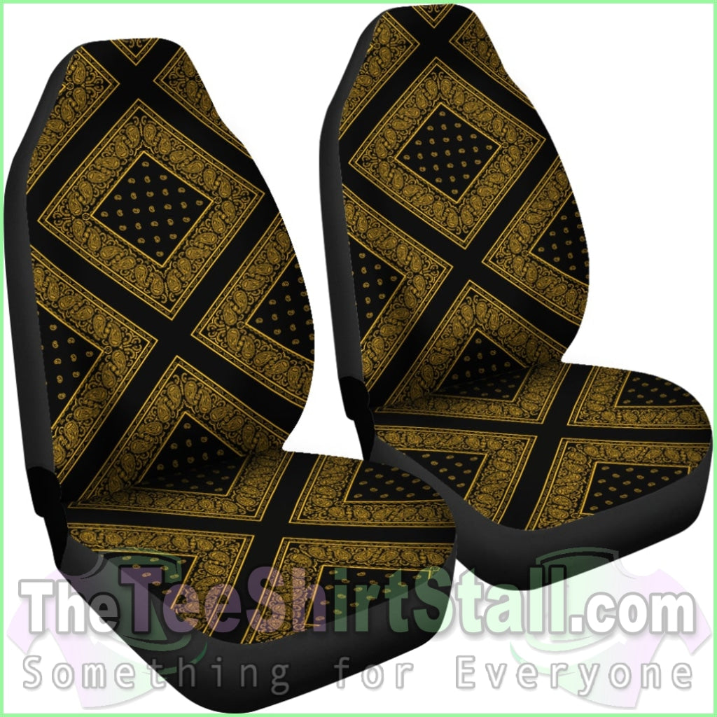 Black Gold Bandana Car Seat Covers - Diamond