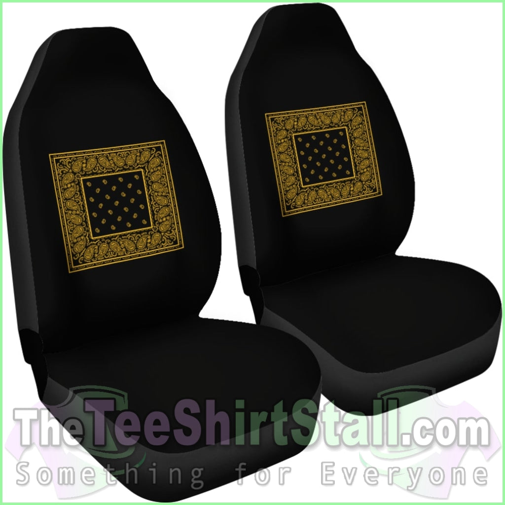 Black Gold Bandana Car Seat Covers - Minimal