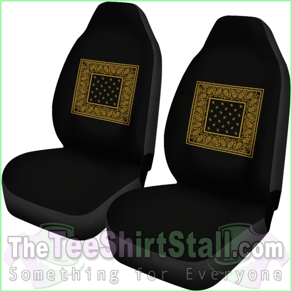 Black Gold Bandana Car Seat Covers - Minimal