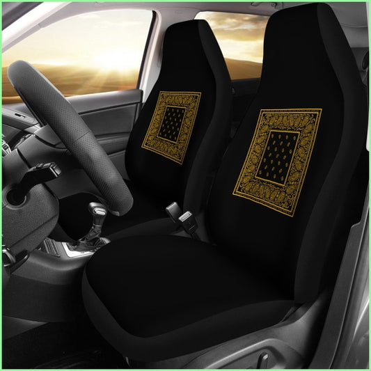 Black Gold Bandana Car Seat Covers - Minimal