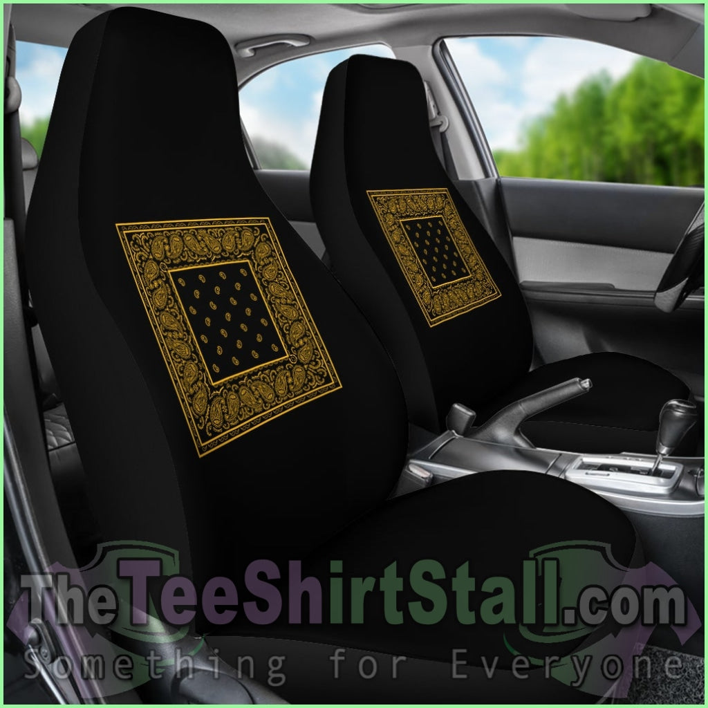 Black Gold Bandana Car Seat Covers - Minimal