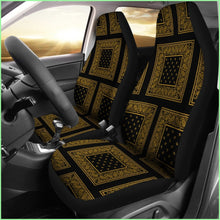 Load image into Gallery viewer, Black Gold Bandana Car Seat Covers - Patch
