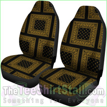 Load image into Gallery viewer, Black Gold Bandana Car Seat Covers - Patch
